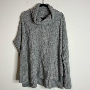 Valette | Grey Cable Knit Royal Baby Alpaca Merino Wool Blend Sweater Size M/L